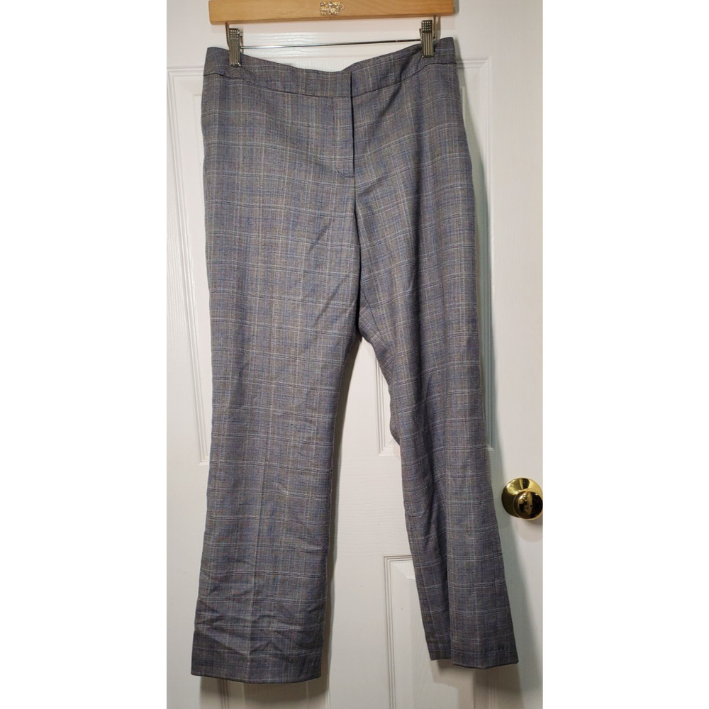 Pendleton Virgin Wool Dress Pants Size 8 Plaid Gray Tailored Trousers Made USA